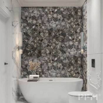 Luxury smoky quartz natural gray crystal slab丨bathroom丨wall decor丨livingroom