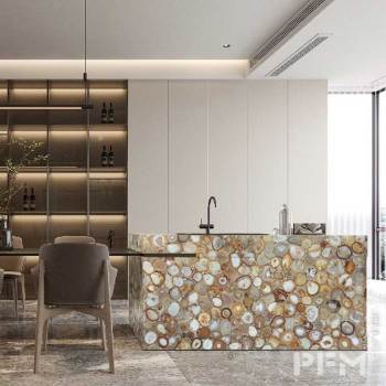High-end custom gray semi-precious stone agate slabs backlit led for home decor