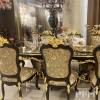 Luxury royal table chair 8 set gold color decoration for dinning room furniture