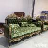 classic sofa set furniture green leather sofa 3set 丨High-end cloth art丨gold crving decor