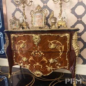 PFM丨Royal vintage cabinet lacquered wood drawer gold carving decor for livingroom bedroom