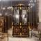 Royal vintage wine cabinet lacquered wood glass-frame cabinet gold carving decor丨dinning room丨livingroom