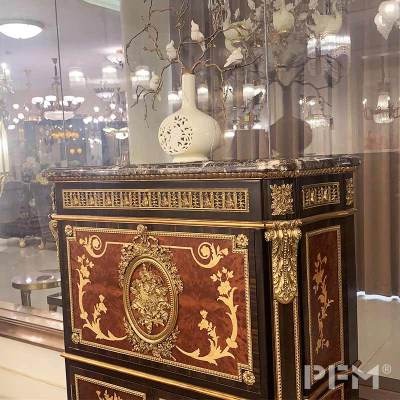 PFM丨Custom royal classic golden border cabinet carving decor soild wood caninet