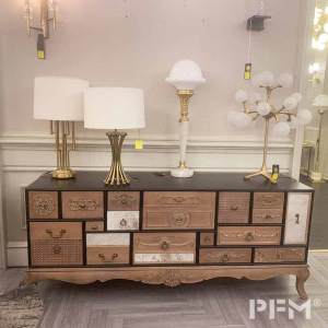 Luxury modern multi-purpose drawer TV cabinet carving soild wood rectangle low cabinet Storage Cabinet
