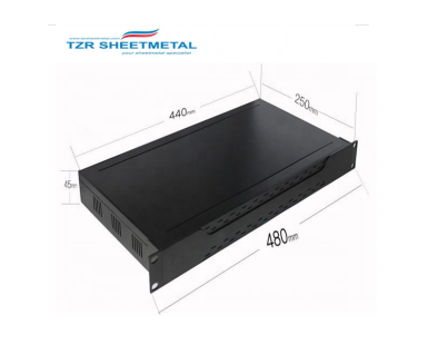 1U 19 Zoll Aluminium schwarz belüftetes Gehäuse mit Aluminiumfrontplatte