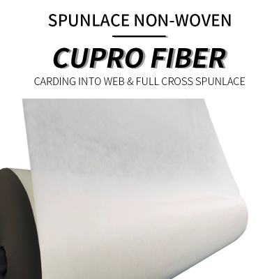 Cupro fiber Spunlace Nonwoven Fabric Roll Cotton Linters Mask Sheet Spunlaced Nonwoven Fabric Manufacturer