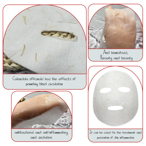 65gsm lyocell fiber facial sheet mask calendula flower petal manufacturer skin care chinese herb mask paper face mask