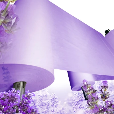 35gsm Purple Spunlace Nonwoven Fabric Roll Lavender Essence Spunlace Nonwoven Manufacturers