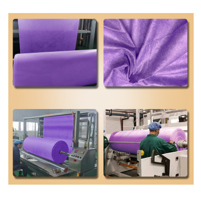 35gsm Purple Spunlace Nonwoven Fabric Roll Lavender Essence Spunlace Nonwoven Manufacturers