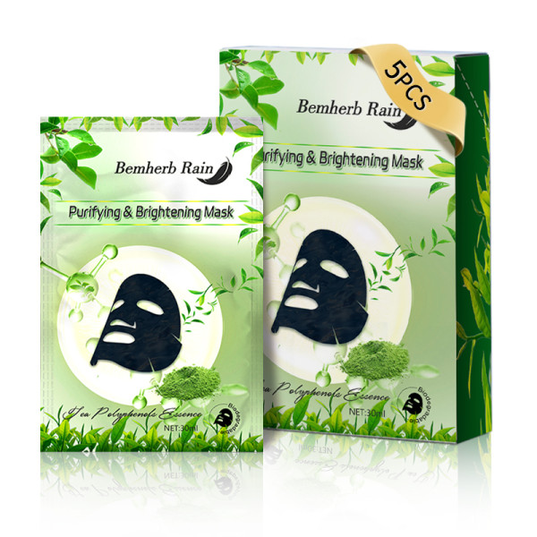 Anti-acne green tea beauty mask oil control mask sheet active carbon cleansing face sheet masks