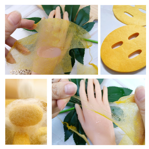New Design Ultra-thin Dry Face Mask Sheet Thai Golden Raw Silk Nonwoven Mask Sheet Fabric Face Masks