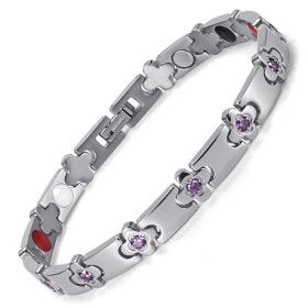 Orachid Custom Silver Color Titanium Silcone  Healthcare Magnet Bracelet