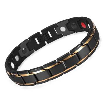 Serendipity stainless steel black and gold color magnetic bracelet