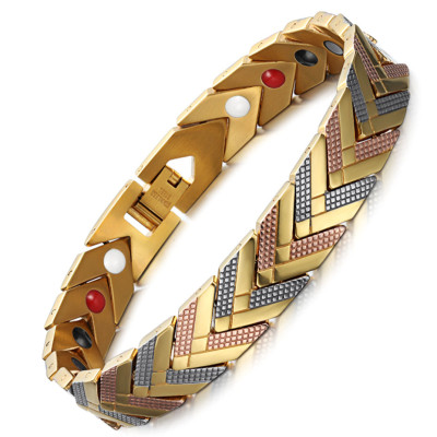 Androsphinx Three color tone stainless steel magnetic bracelet