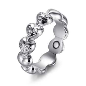 Mirabilia zircon stone stainless steel magnetic ring