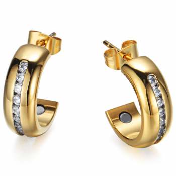 Balter stainless steel gold plated magnetic healthcare earrings