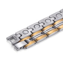 Gold TRACK stainless steel magnetic therapy bracelet