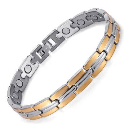 Gold TRACK stainless steel magnetic therapy bracelet