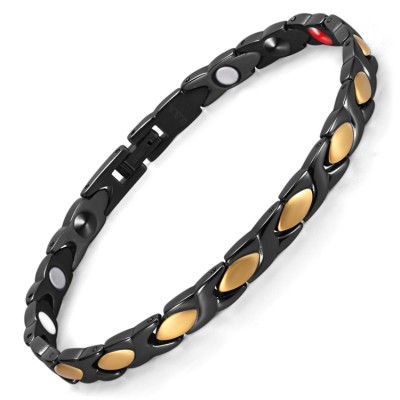 Striped Racer stainless steel magnetic therapy bracelet