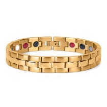 Gold plated stainless steel magnetic therapy bracelet