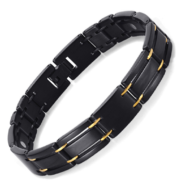 Bloom 4 in 1 black plated stainless steel magnetic bracelet