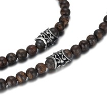 Brown beads necklace with cross pendant