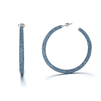 Blue mineral dust hoop stainless steel earrings