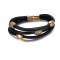 Gold mineral dust black leather stainless steel gold accessory and clasp bracelet