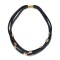 Gold mineral dust black leather stainless steel gold accessory and clasp necklace