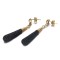 Black mineral dust stainless steel gold earrings
