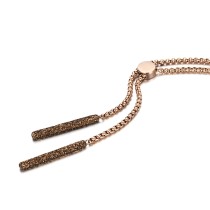 Brown mineral dust stainless steel rose gold necklace