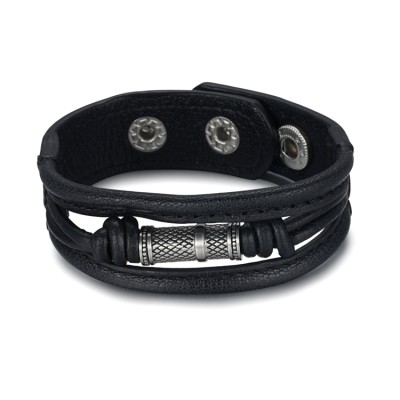 Urban style leather stainless steel accessory bracelet