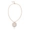 White mineral dust fligree stainless steel rose gold necklace pendant
