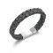 Dark green genuine leather bracelet with stainless steel magnetic clasp