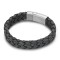 Dark green genuine leather bracelet with stainless steel magnetic clasp