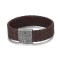 Brown genuine leather band bracelet with stainless steel magnetic clasp