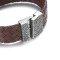 Brown genuine leather band bracelet with stainless steel magnetic clasp