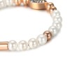 Elegant shell pearl and marcasite stone chain bracelet