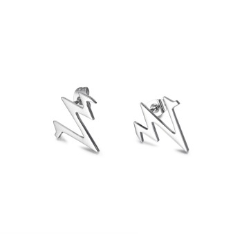 Silver heartbeat electrocardiogram stainless steel earrings