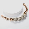 White mineral dust stainless steel link bracelet
