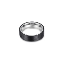 Carbon Fiber Stainless Steel Wide Plain Ring