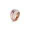 White mineral dust rose gold stainless steel ring