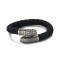 Reptile Style Black Genuine Leather Band Bracelet with Stainless Steel Accessories