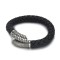 Reptile Style Black Genuine Leather Band Bracelet with Stainless Steel Accessories