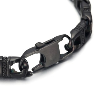 Reptile Style Black Stainless Steel Chain Link Bracelet