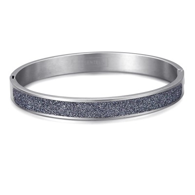 Blue Gray Mineral Dust Stainless Steel Bangle Bracelet