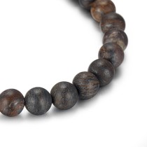 Men's Beaded Bracelet With Bronzite and Stainless Steel