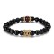 Men's Beads Bracelet With Black Agate and Red Tiger Eye