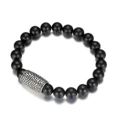 8mm agate beads bracelet with stainless steel antique silver accessories