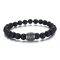 8mm lava nature stone bracelet with stainless steel accessories